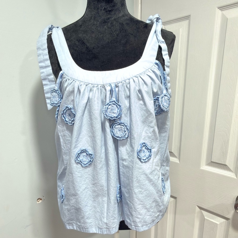 Gretchen Scott Designs Sky Blue Embellished Blouse